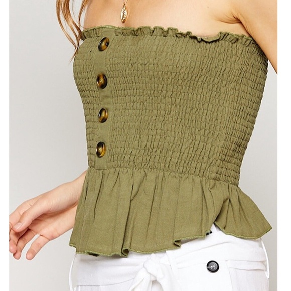 Sadie & Sage Olive Smock Tube Top size large - Picture 2 of 9